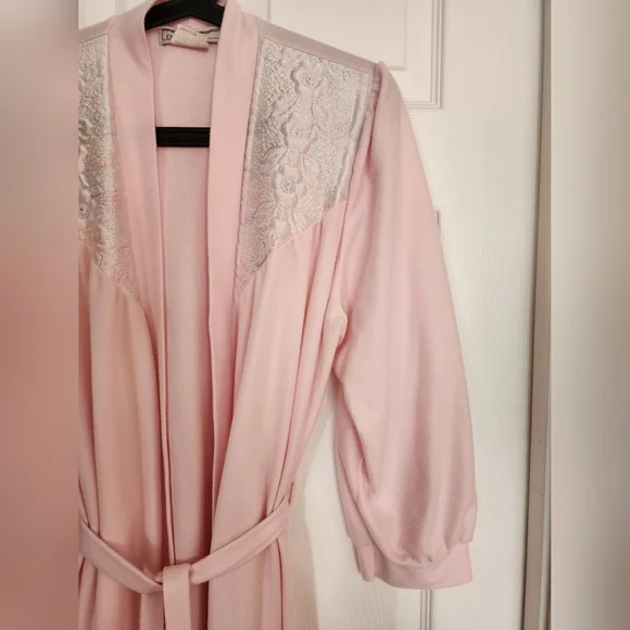 VTG Dominique Grannycore 80's Pink Soft Polyester Robe/House Coat Size L - Picture 5 of 8
